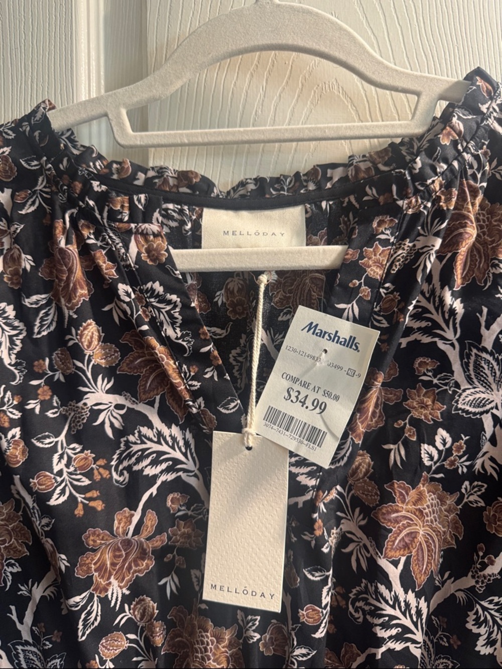 MELLODAY Brown and Black Floral Maxi Dress-BRAND NEW WITH TAGS - Picture 3 of 7